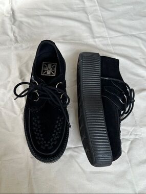 T.U.K Black Suede Platform Creeper Loafers